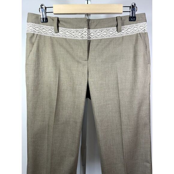 ROBERT RODRIGUEZ Women's Lace Trim Clam Digger Trouser Pants Tan Size 6 - Picture 3 of 12
